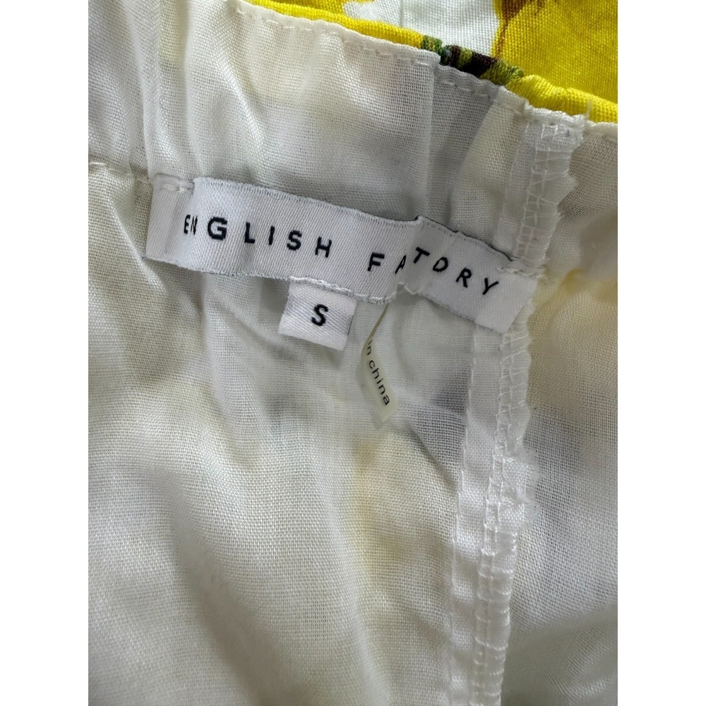 English Factory Jumpsuit Womens S White Yellow Lemon Print Tie Strapless Knotted - Picture 5 of 13
